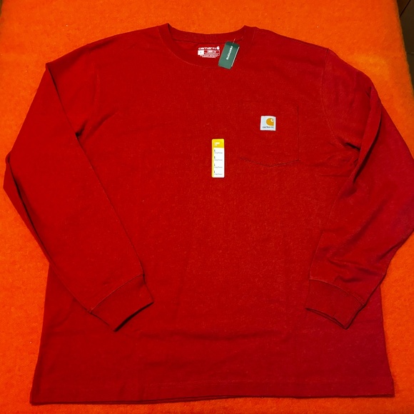 Carhartt oversized burnt orange logo pocket long sleeve shirt NWT - Picture 3 of 7